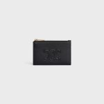 ZIPPED CARD HOLDER CUIR TRIOMPHE IN SHINY CALFSKIN BLACK